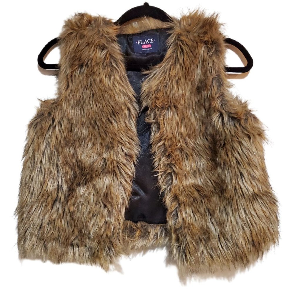 Place Faux Fur Vest Open Front Cardigan Vest Girl's Size XL